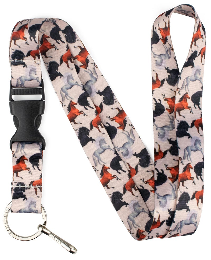 Limeloot Horses Premium Lanyard with Release Buckle, and Flat Ring - Image 1